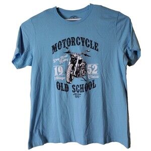 North Creek Mens 2XL T Shirt Lt. Blue 1952 Old School Vintage Classic Motorcycle